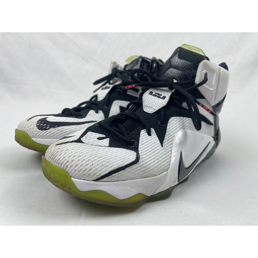 Nike LeBron 12 GS BHM Kids 6.5Y White Black Basketball Shoes 744379-190